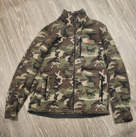 POLO Ralph Lauren Textured Knit Boys Camo Zip Up Size Large - Picture 2 of 8